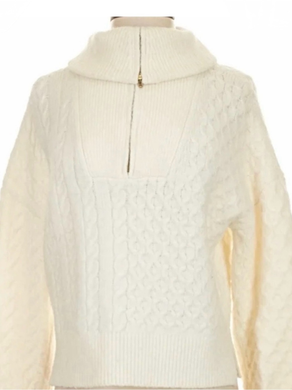 Abercrombie & Fitch Cream Cable knit Half-Zip Sweater NWOT Women’s Size Large